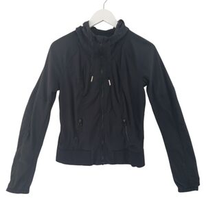 Lululemon Dance Studio Jacket Size 8 Black Hooded Full Zip Pockets